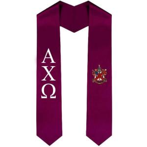 Alpha Chi Rho Greek Lettered Graduation Sash Stole With Crest(Maroon)