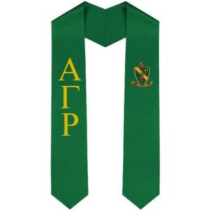 Alpha Gamma Rho Greek Lettered Graduation Sash Stole With Crest(Hunter Green)