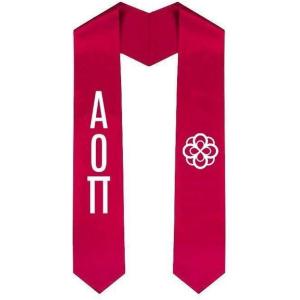 Alpha Omicron Pi AOII Greek Lettered Graduation Sash Stole With Crest(Red)