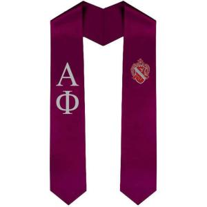 Alpha Phi Greek Lettered Graduation Sash Stole with Crest(Maroon)