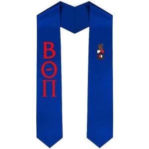 Beta Theta Pi Greek Lettered Graduation Sash Stole With Crest(Royal Blue)