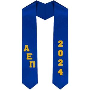 Custom Alpha Epsilon Pi Greek Diagonal Lettered Graduation Sash Stole with Year(Royal Blue)