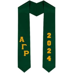 Custom Alpha Gamma Rho Greek Diagonal Lettered Graduation Sash Stole with Year(Forest Green)