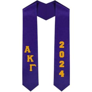Custom Alpha Kappa Lambda Greek Diagonal Lettered Graduation Sash Stole with Year(Purple)