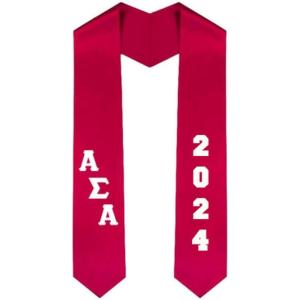 Custom Alpha Sigma Alpha ASA Greek Diagonal Lettered Graduation Sash Stole with Year(Red)