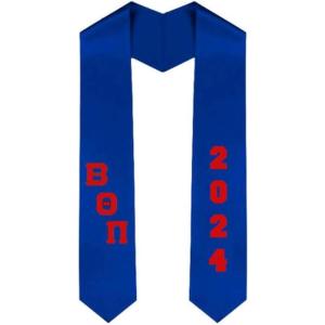 Custom Beta Theta Pi Greek Diagonal Lettered Graduation Sash Stole with Year(Royal Blue)