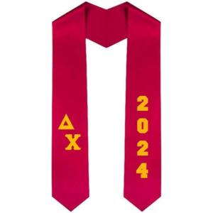 Custom Delta Chi Greek Diagonal Lettered Graduation Sash Stole with Year(Red)