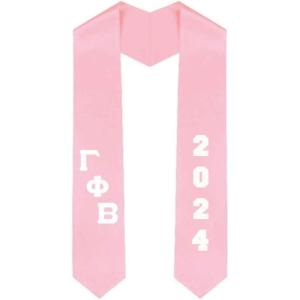 Custom Gamma Phi Beta Greek Diagonal Lettered Graduation Sash Stole with Year(Pink)