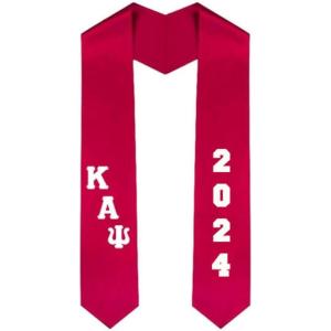 Custom Kappa Alpha Psi Greek Diagonal Lettered Graduation Sash Stole with Year(Red)