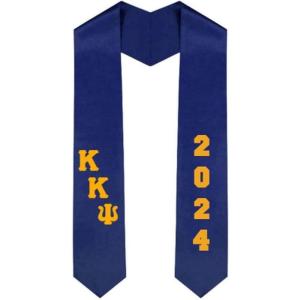 Custom Kappa Kappa Psi Greek Diagonal Lettered Graduation Sash Stole with Year(Navy Blue)