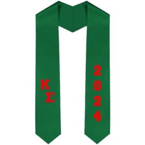 Custom Kappa Sigma Greek Diagonal Lettered Graduation Sash Stole with Year(Kelly Green)