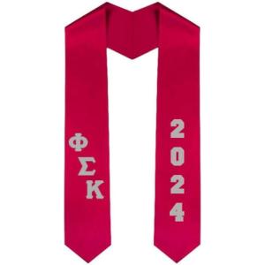 Custom Phi Sigma Kappa Greek Diagonal Lettered Graduation Sash Stole with Year(Red)