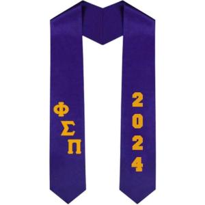 Custom Phi Sigma Pi Greek Diagonal Lettered Graduation Sash Stole with Year(Purple)