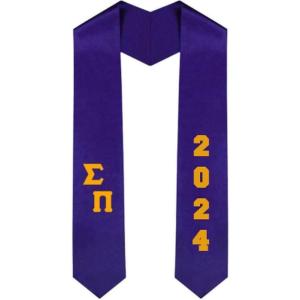 Custom Sigma Pi Greek Diagonal Lettered Graduation Sash Stole with Year(Purple)