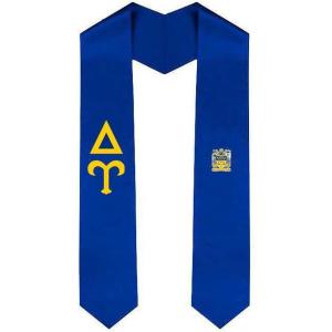 Delta Upsilon DU Greek Lettered Graduation Sash Stole With Crest(Royal Blue)