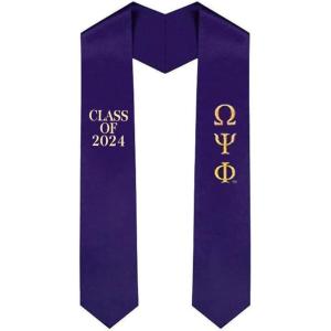 Express Design Group Omega Psi Phi Embroidered Graduation Sash Stole Purple