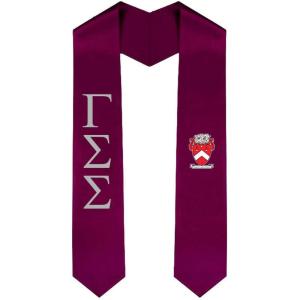 Gamma Sigma Sigma Greek Lettered Graduation Sash Stole With Crest(Maroon)