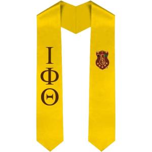 Iota Phi Theta Greek Lettered Graduation Sash Stole With Crest(Gold)