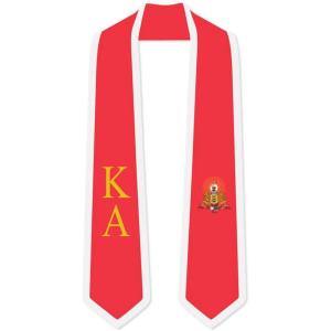 Kappa Alpha Greek 2 Tone Lettered Graduation Sash Stole(Red W/White Trim)