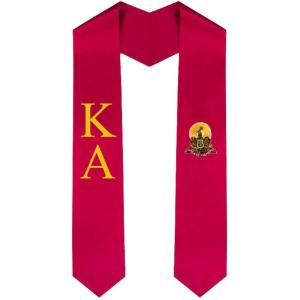 Kappa Alpha Greek Lettered Graduation Sash Stole With Crest(Red)