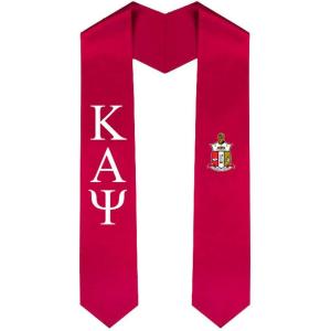 Kappa Alpha Psi Greek Lettered Graduation Sash Stole With Crest(Red)