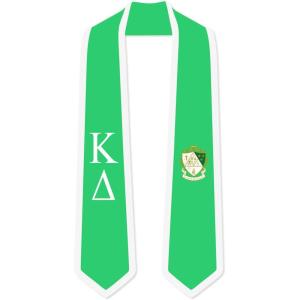 Kappa Delta Greek 2 Tone Lettered Graduation Sash Stole(Kelly Green W/White Trim)