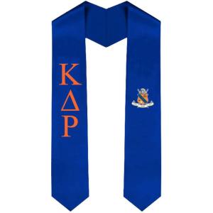 Kappa Delta Rho Greek Lettered Graduation Sash Stole With Crest(Royal Blue)