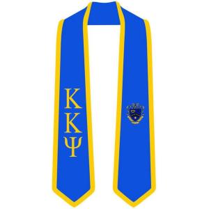 Kappa Kappa Psi Greek 2 Tone Lettered Graduation Sash Stole(Royal W/Athletic Gold Trim)