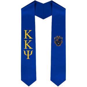 Kappa Kappa Psi Greek Lettered Graduation Sash Stole with Crest(Royal Blue)