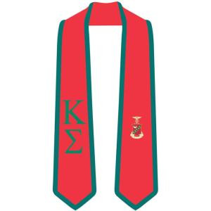 Kappa Sigma Greek 2 Tone Lettered Graduation Sash Stole(Red W/Forest Green Trim)