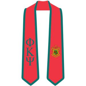 Phi Kappa Psi Greek 2 Tone Lettered Graduation Sash Stole(Red W/Forest Green Trim)
