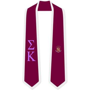 Sigma Kappa Greek 2 Tone Lettered Graduation Sash Stole(Maroon W/White Trim)
