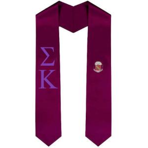 Sigma Kappa Greek Lettered Graduation Sash Stole With Crest(Maroon)