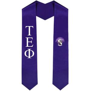Tau Epsilon Phi Greek Lettered Graduation Sash Stole With Crest(Purple)