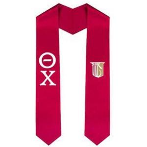 Theta Chi Greek Lettered Graduation Sash Stole With Crest(Red)