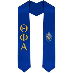 Theta Phi Alpha Greek Lettered Graduation Sash Stole with Crest(Royal Blue)