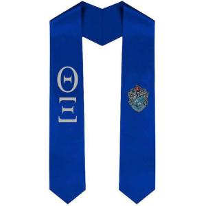 Theta Xi Greek Lettered Graduation Sash Stole With Crest(Royal Blue)