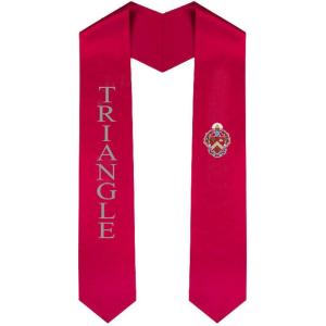 Triangle Greek Lettered Graduation Sash Stole With Crest(Red)