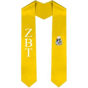Zeta Psi Greek Lettered Graduation Sash Stole with Crest(Light Gold)