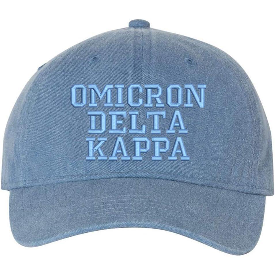imageOmicron Delta Kappa Pigment Dyed Baseball CapDenim WLight Blue Thread Color