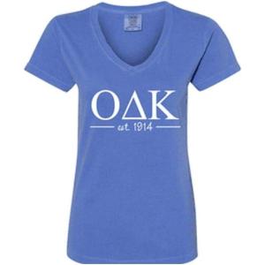 Omicron Delta Kappa Custom V-Neck T-Shirt(Flo Blue)