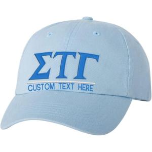 Personalized Sigma Tau Gamma Greek Line Hat(Light Blue)