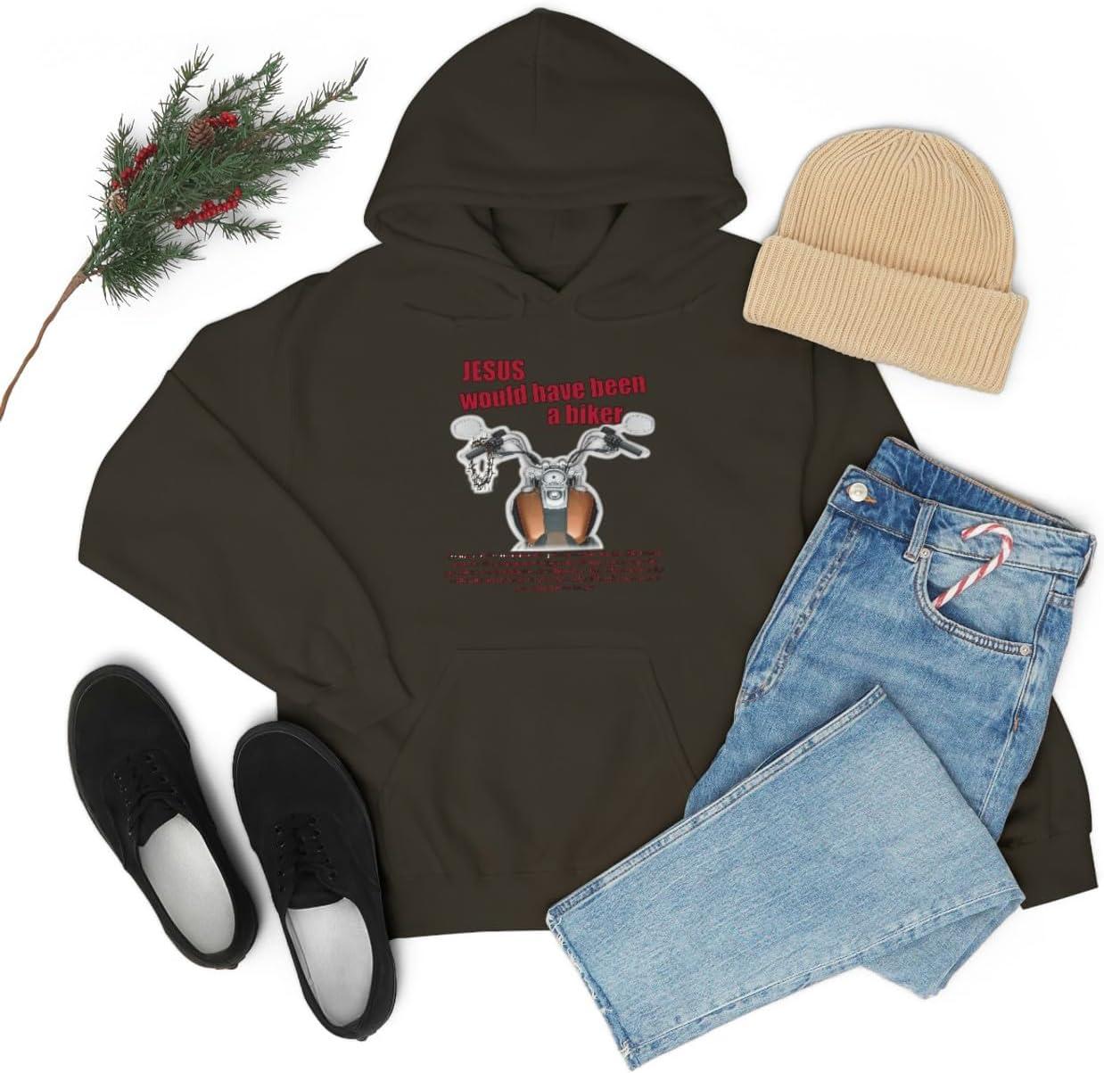 imageExpress Design Group Jesus Would Have Been A Biker Christian Hoodie SweatshirtDark Chocolate