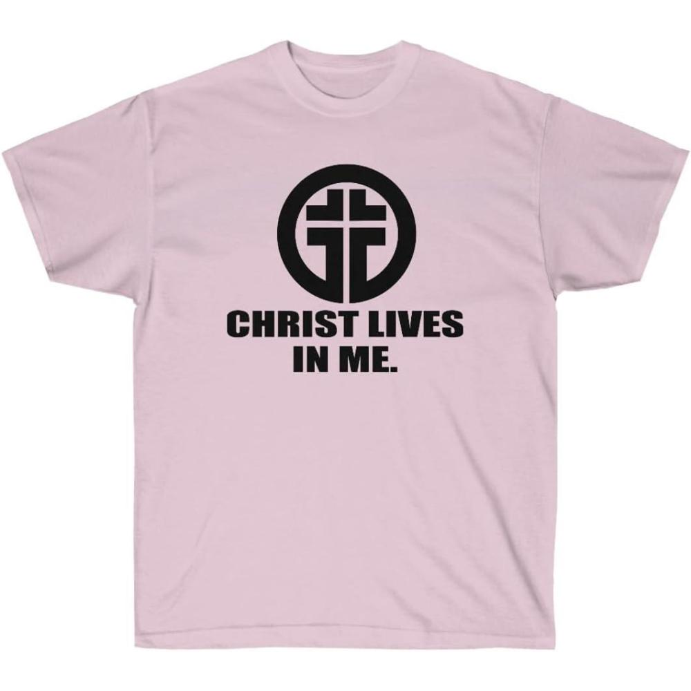 imageChrist Lives in Me Christian TShirtLight Pink
