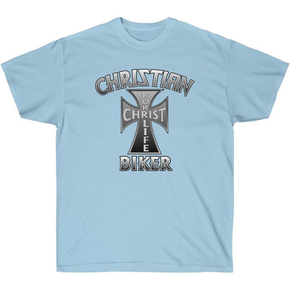 imageExpress Design Group Christian Biker  Christ for Life  Christian TShirtLight Blue