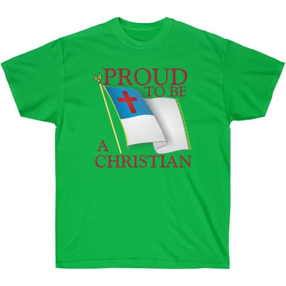 imageExpress Design Group Proud to Be A Christian Flag Christian TShirtIrish Green