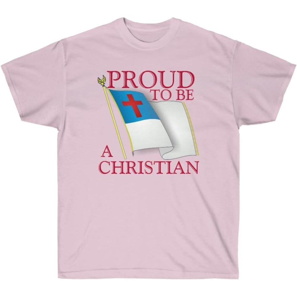 imageExpress Design Group Proud to Be A Christian Flag Christian TShirtLight Pink