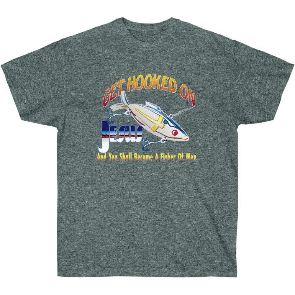imageGet Hooked On Jesus and You Should Become A Fisher of Men  Christian TShirtDark Heather
