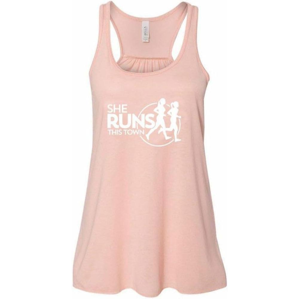 imageGreekgear She Runs This Town Flare TankSoft Pink