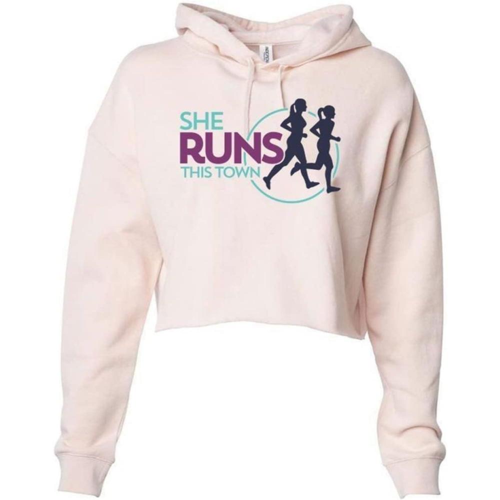 imageGreekgear She Runs This Town Triblend Cropped Long Sleeve HoodieTan